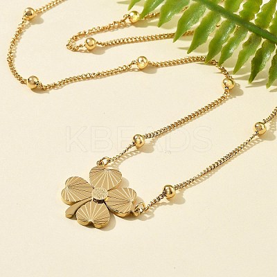 304 Stainless Steel Clover Pendant Necklaces NJEW-V001-09G-1