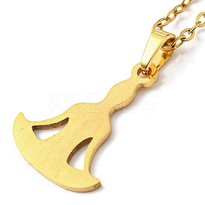 201 Stainless Steel Yoga Human Pendant Necklace with Cable Chains NJEW-Q317-16G-1