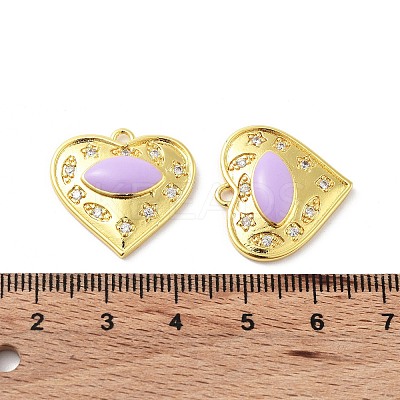Brass Micro Pave Clear Cubic Zirconia Pendants KK-F871-06G-01-1