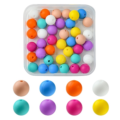 40Pcs 8 Colors Food Grade Eco-Friendly Silicone Focal Beads SIL-FS0001-20-1