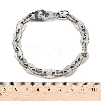 304 Stainless Steel Oval Link Chains Bracelets for Men & Women BJEW-D042-39P-1