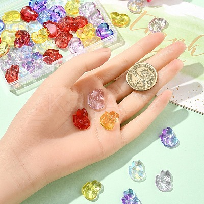50Pcs 5 Colors Transparent Spray Painted Glass Pendants GLAA-YW0003-94-1