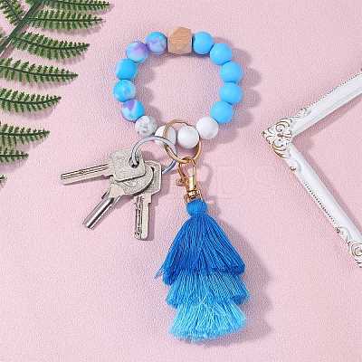 Silicone Round Beaded Keychain Wristlet KEYC-SZC0005-01D-1