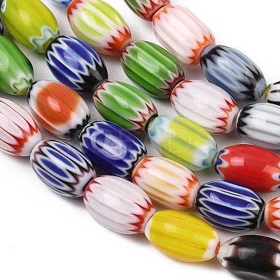 Handmade Millefiori Glass Oval Bead Strands LK-Z001-01B-1