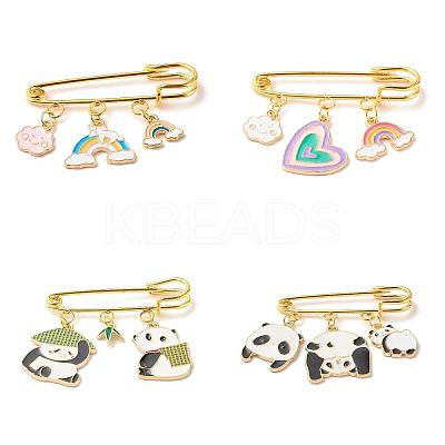 4Pcs 4 Style Rainbow & Panda Charm Enamel Brooch Pin JEWB-SZ0001-53-1