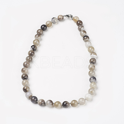 Natural Dyed Agate Beads Necklaces NJEW-F139-10mm-15-1