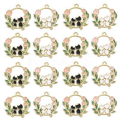 20Pcs 2 Colors Alloy Enamel Pendants ENAM-CJ0004-20-1