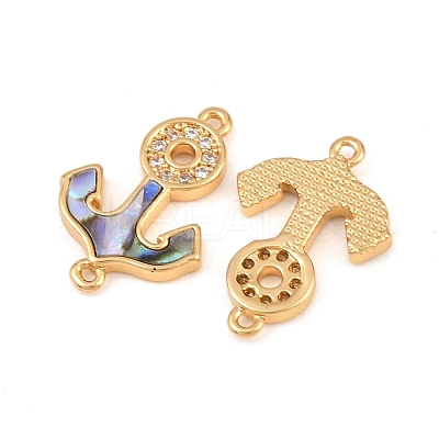 Natural Paua Shell Anchor Link Connector Charms KK-Z140-03G-1
