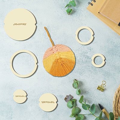 14Pcs 14 Style Wood Hoop Rings Macrame for DIY Craft Making DIY-WH0545-006-1