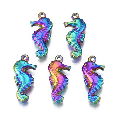 Rainbow Color 304 Stainless Steel Pendant Rhinestone Settings STAS-S119-075-1