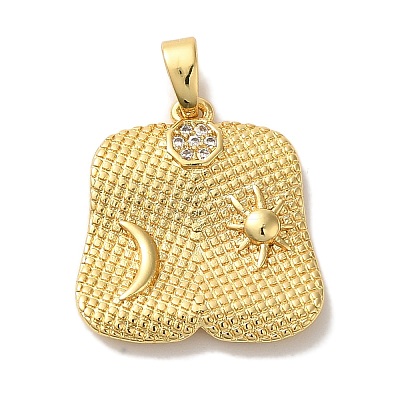 Rack Plating Brass Micro Pave Cubic Zirconia Pendants KK-U027-23G-1