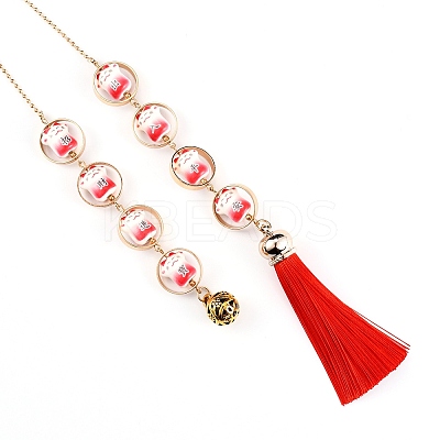 Porcelain Pendant Decoration LS-HJEW-WH0042-10-1