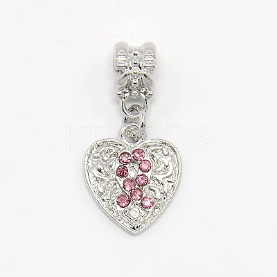 Platinum Plated Alloy Rhinestone European Dangle Charms MPDL-L009-01C-1