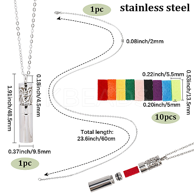 304 Stainless Steel Hollow Cloud Column Perfume Bottle Pendant Necklaces NJEW-SC0001-47B-1