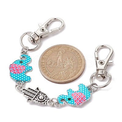 Elephant & Hamsa Hand Bag Extension Chains AJEW-BA00128-1