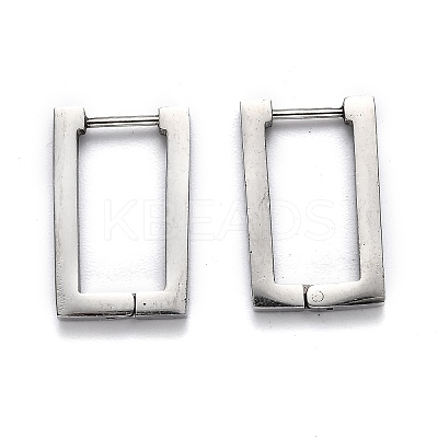 Tarnish Resistant 304 Stainless Steel Rectangle Huggie Hoop Earrings STAS-J033-10B-P-1