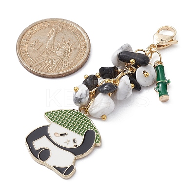 Panda Alloy Enamel Pendant Decorations HJEW-JM01275-05-1