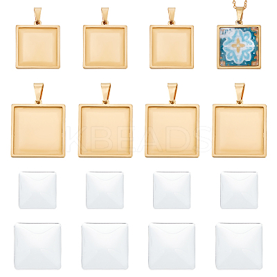 DIY Blank Square Pendant Making Kit DIY-UN0005-44-1