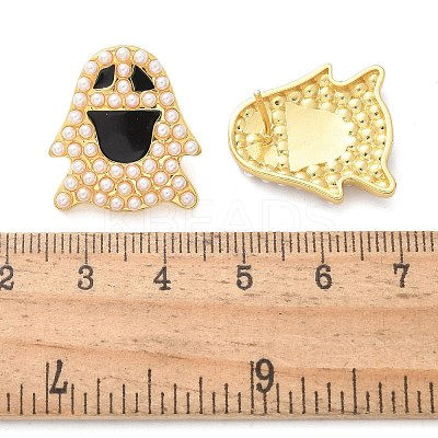 Brass ABS Imitation Pearl Stud Earrings EJEW-B132-02G-1