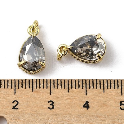 Brass Pave Cubic Zirconia Charms with Glass Crystal KK-Q039-03G-1