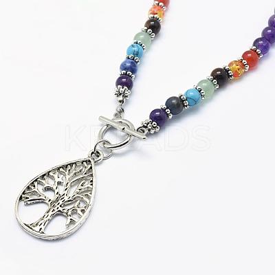 Tibetan Style Alloy Pendant Necklaces NJEW-F170-A05-1