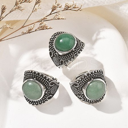 Natural Green Aventurine Adjustable Rings RJEW-I108-03AS-05-1