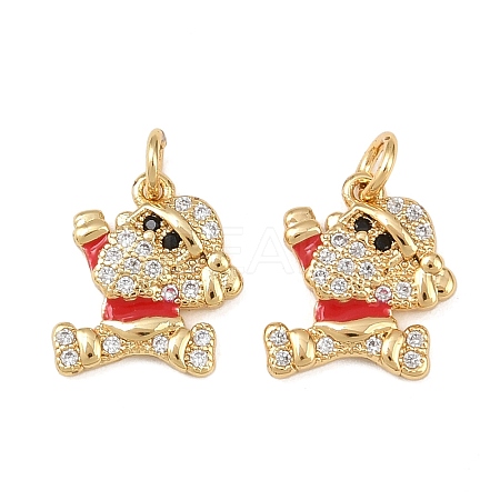Christmas Brass Micro Pave Cubic Zirconia Enamel Charms KK-L255-19G-09-1