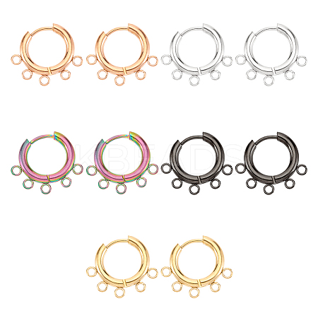 10 Pairs 5 Colors 304 Stainless Steel Hoop Earring Findings STAS-DC0011-06-1