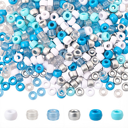 600Pcs 6 Colors Opaque & Tansparent Acrylic European Beads MACR-SC0002-02E-1