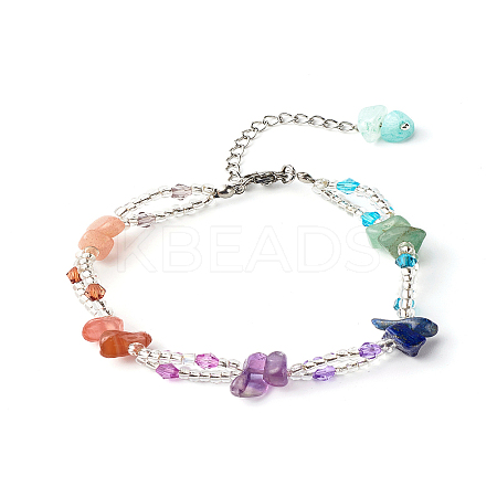Glass Round Seed Beads Multi-strand Bracelet for Teen Girl Women X1-BJEW-TA00018-1
