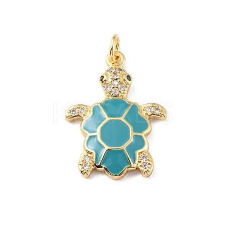 Rack Plating Brass Micro Pave Cubic Zirconia Pendants KK-C021-01G-02-1