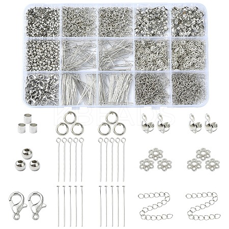 DIY Iron Eye Pin & Flat Head Pins & Bead Caps & Bead Tips Jewelry Making Findings Kits DIY-YW0010-20B-1