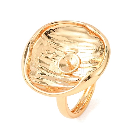 Flat Round Brass Cuff Ring Components KK-G551-05G-1