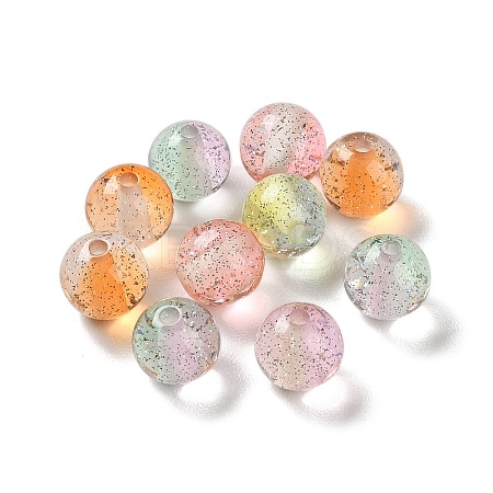 Gradient Color Transparent Resin Beads with Gold Foil RESI-A035-10A-1