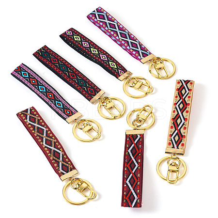 7Pcs Vintage Polyester Ribbon Keychain KEYC-TAC00047-1