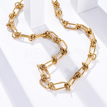304 Stainless Steel Oval Knot Link Chain Necklaces for Women Men LS-NJEW-P321-02G-1