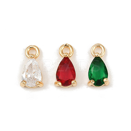 Brass Micro Pave Cubic Zirconia Pendants KK-K374-07G-1