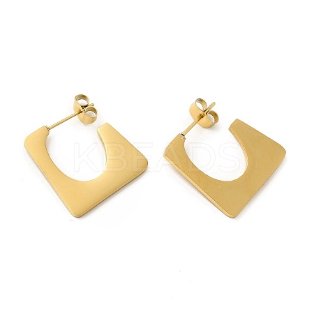 Ion Plating(IP) 304 Stainless Steel Rectangle Stud Earrings LS-EJEW-A089-02G-1