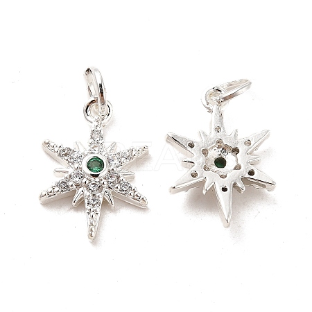 Rack Plating Brass Micro Pave Cubic Zirconia Pendants KK-E081-10S-1