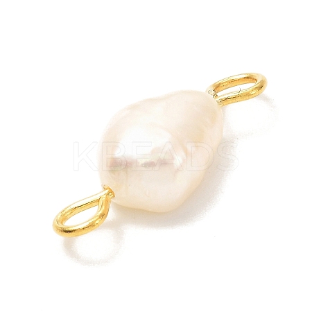 Natural Cultured Freshwater Pearl Beads Links Connectors X1-PALLOY-JF00943-02-1