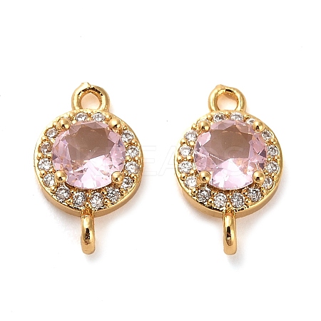 Brass Pave Cubic Zirconia Connector Charms X-KK-D093-09G-06-1