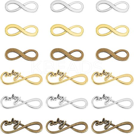 SUPERFINDINGS 120Pcs 6 Styles Tibetan Style Alloy Infinity with Hope Connector Charms TIBE-FH0001-20-1