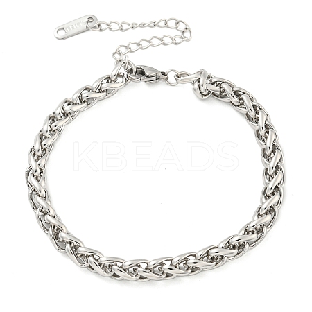 Non-Tarnish 304 Stainless Steel Wheat Chain Bracelets for Women LS-BJEW-G707-01P-1
