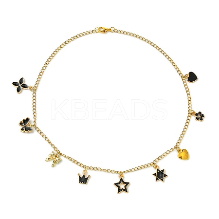 Star Heart Flower 304 Stainless Steel Cable Chain Necklaces NJEW-FS00009-1