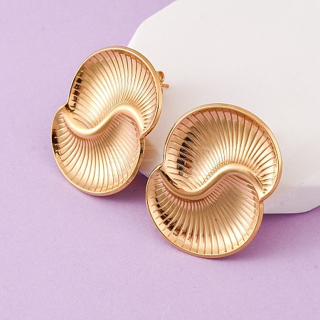 304 Stainless Steel Vortex Spiral Stud Earrings EJEW-C148-01G-1
