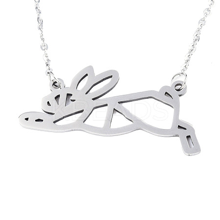 Non-Tarnish 201 Stainless Steel Bunny Pendant Necklaces NJEW-T009-JN027-1-40-1