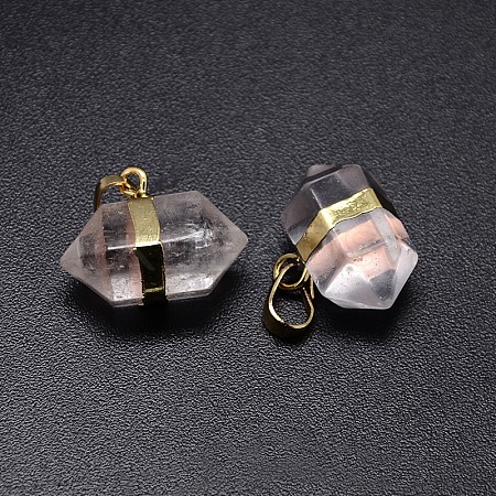 Natural Quartz Crystal Double Terminated Pointed Pendants X-G-P049-05G-1