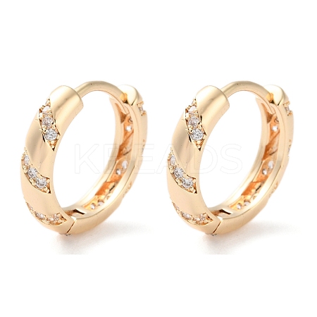 Brass Micro Pave Clear Cubic Zirconia Hoop Earrings EJEW-C121-01G-1