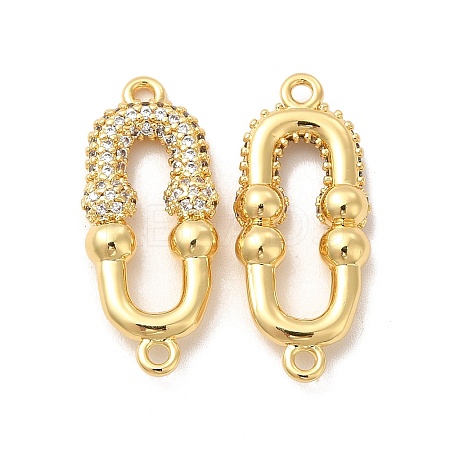 Rack Plating Brass Micro Pave Clear Cubic Zirconia Connector Charms KK-B068-29G-1