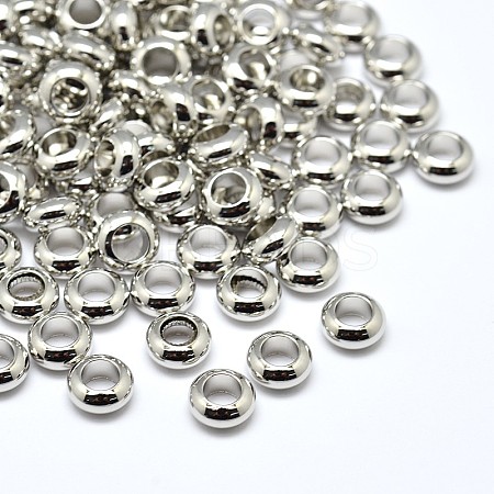 Brass Flat Round Spacer Beads KK-M085-10P-NR-1